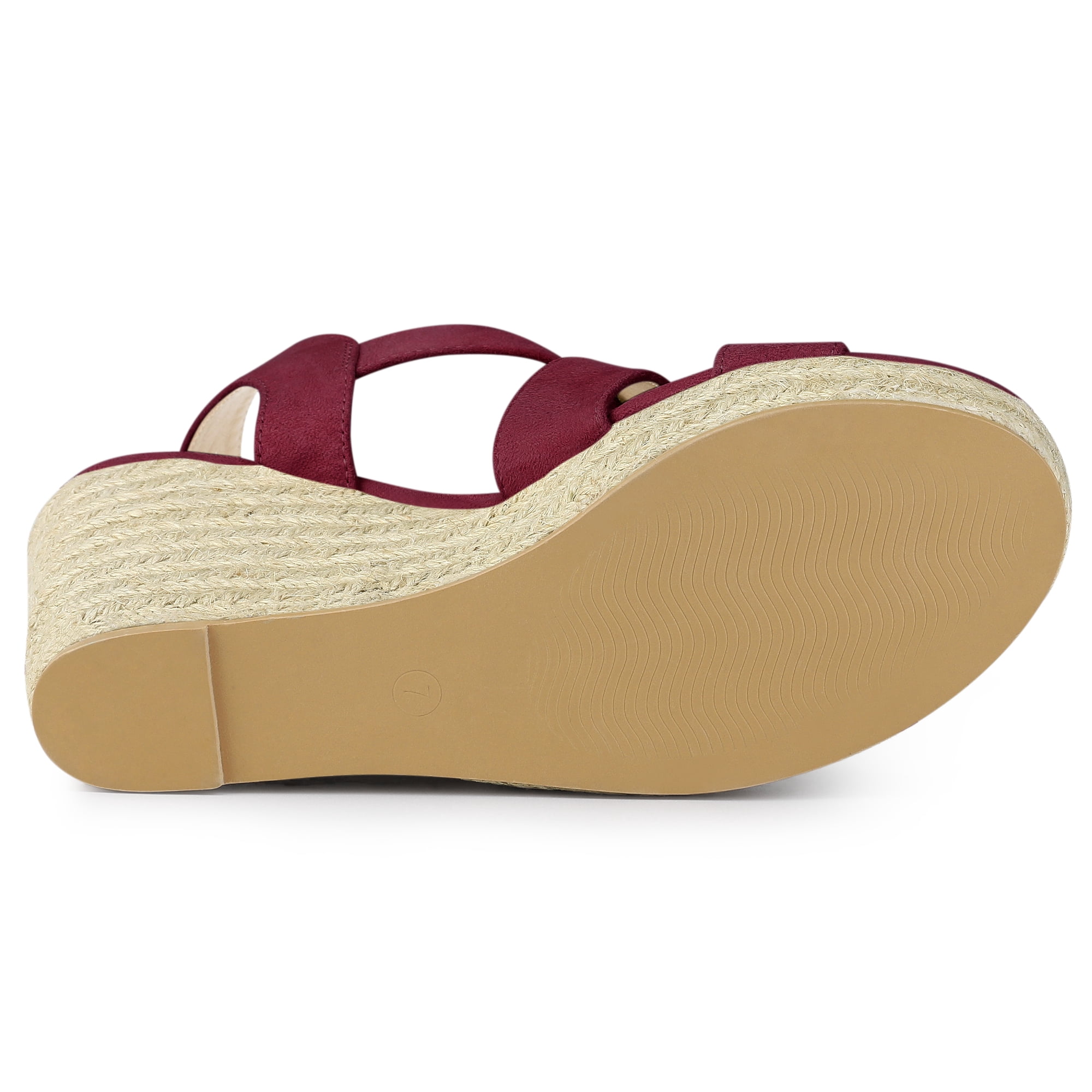 DARING DIVA Women's Stylish Espadrilles Platform Slingback Wedges Sandals Burgundy 7.5