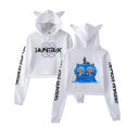 thumbnail image 3 of Sudadera corta con capucha y orejas de gato de Demon Hunters KPop, estilo grupo femenino, bonita sudadera corta con capucha y corte holgado., 3 of 5