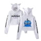 thumbnail image 3 of Sudadera corta con capucha y orejas de gato de Demon Hunters KPop, estilo grupo femenino, bonita sudadera corta con capucha y corte holgado., 3 of 5