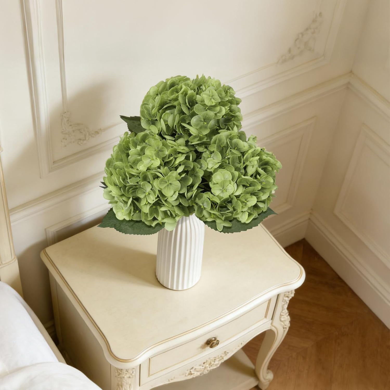 SwanMoon 3PCS Real Touch Artificial Hydrangea Flowers, 21 Inch Large Lifelike Silk Dry Faux Hydrangeas for Wedding, Home, Party, Office & Table Centerpiece Decoration