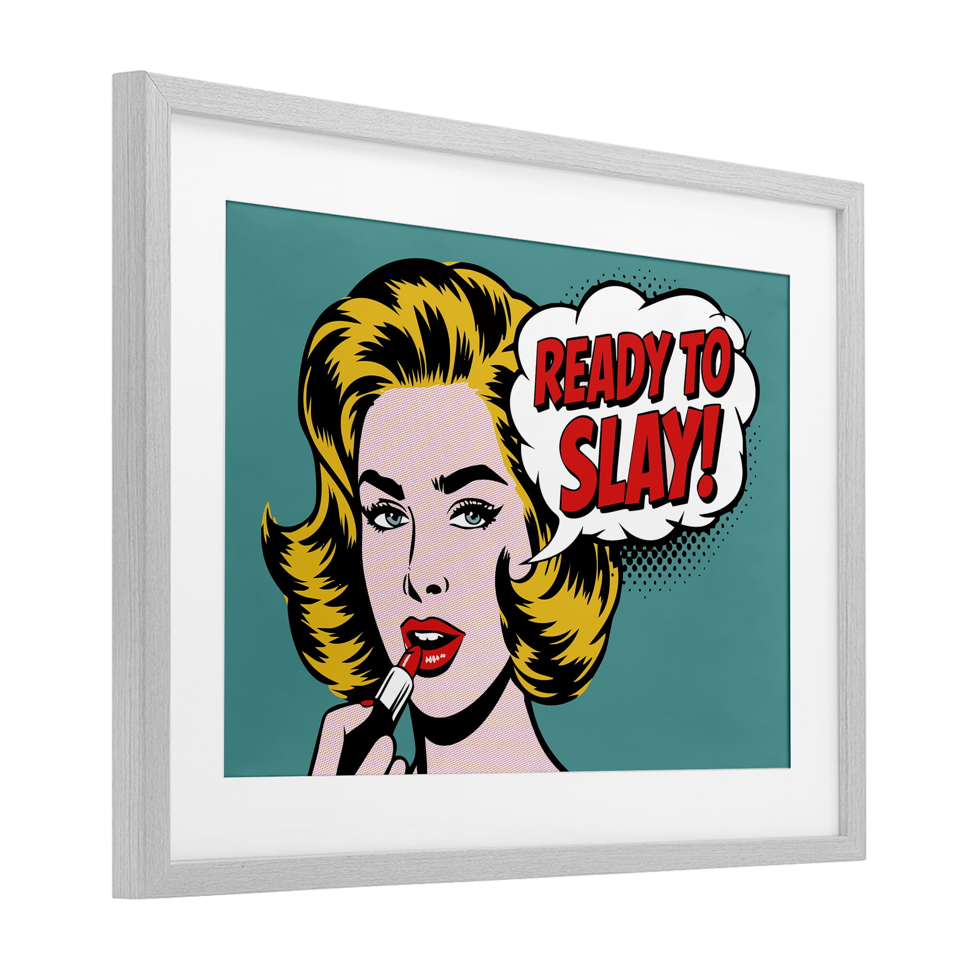 Stupell Industries Ready To Slay Pop Lipstick Gray Framed Print Under Glass, design by Andreas Magnusson