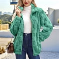 thumbnail image 4 of Womens Jacket with Pockets Casual Comfy Plaid Zip Up Jackets Warm Fleece Lined Winter Coats Green XL, 4 of 6