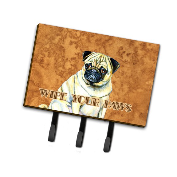 Carolines Treasures LH9456TH68 Fawn Pug Wipe your Paws Leash or Key Holder Triple Hook multicolor