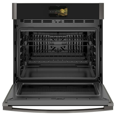 GE Profile - 30" Smart Built-In Single Electric Convection Wall Oven with Air Fry & In-Oven Camera - Black stainless steel