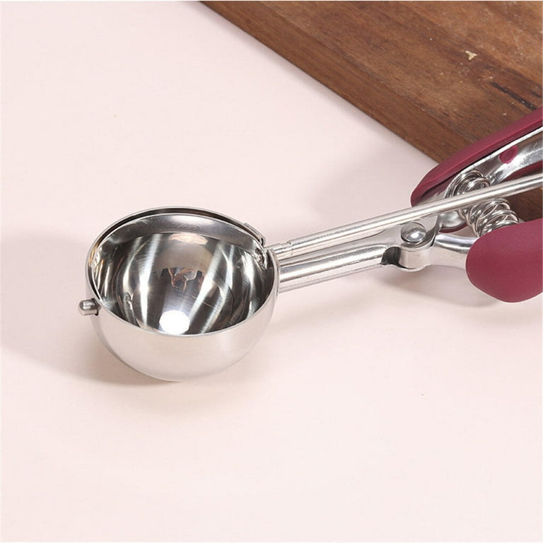 3 Sizes Stainless Steel Ice Cream Scoop Tool Cookie Watermelon Ball Spoon  Fruit Mash Potato Digging Ball Spring Handle Scoop - AliExpress