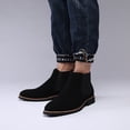 thumbnail image 6 of Men's Chelsea Boots Classic Formal Slip-On Leather Comfortable Casual Lightweight Pointed Toe Business Boots Black 10 US, 6 of 7