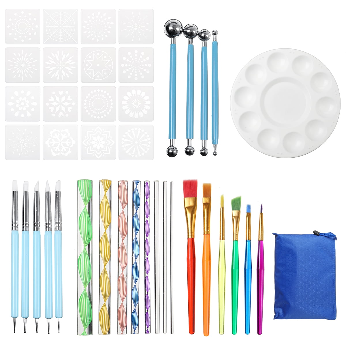 41Pcs/Set White Plastic Mandala Paint Tray Openwork Template Tool Painting Q1W6 