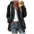 thumbnail image 1 of HBFAGFB Veste Décontractée pour Femmes Fermeture Éclair Complète Chandail à Capuchon Sweat à Capuche avec Cordon de Serrage Manteau Confortable en Peluche Noir Taille 5TG, 1 of 7