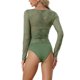 thumbnail image 3 of Cuerpo de encaje de mujer INSPIRE CHIC, top de manga larga, escote en V, leotardo, color verde S, 3 of 6