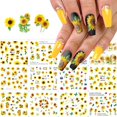 thumbnail image 1 of Nail Art Stickers 14 Small Fresh Golden Sunflower bee Colored Nail watermarks in Summer, 1 of 4