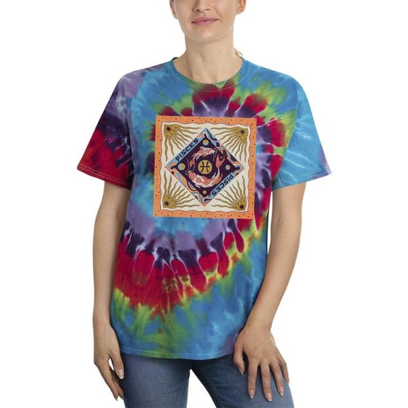 Pisces Zodiac Ethnic Style Tie Dye Spiral Women -Image by Shutterstock, Female Medium