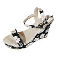 thumbnail image 1 of Bmisegm Women's Summer Fashion Butterfly Flower Print Sandals Fish Mouth Open Toe Thick Bottom Slope Heel Sandals Sandals Women Summer Black 8.5, 1 of 9