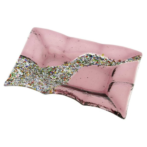 GlassOfVenice Murano Glass Klimt Rectangular Decorative Plate - Purple