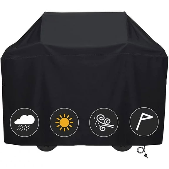 CoreLiving Heavy Duty BBQ Grill Cover for Outdoor Grill 58 Inch Waterproof Weather Resistant UV Fade Resistant with Adjustable Straps Gas Grill Cover Black