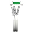 thumbnail image 3 of Clara Pucci 14K White Gold Emerald Cut 1Ct Simulated Emerald Engagement Ring + Matching Band - Luxury Box Included, 3 of 7