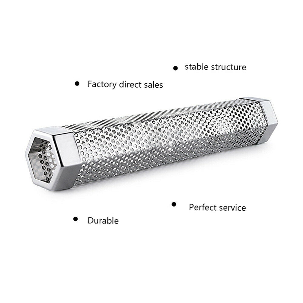 12 Inch Smoker Box Stainless Steel Perforated Hexagon Tube For BBQ and Grill 