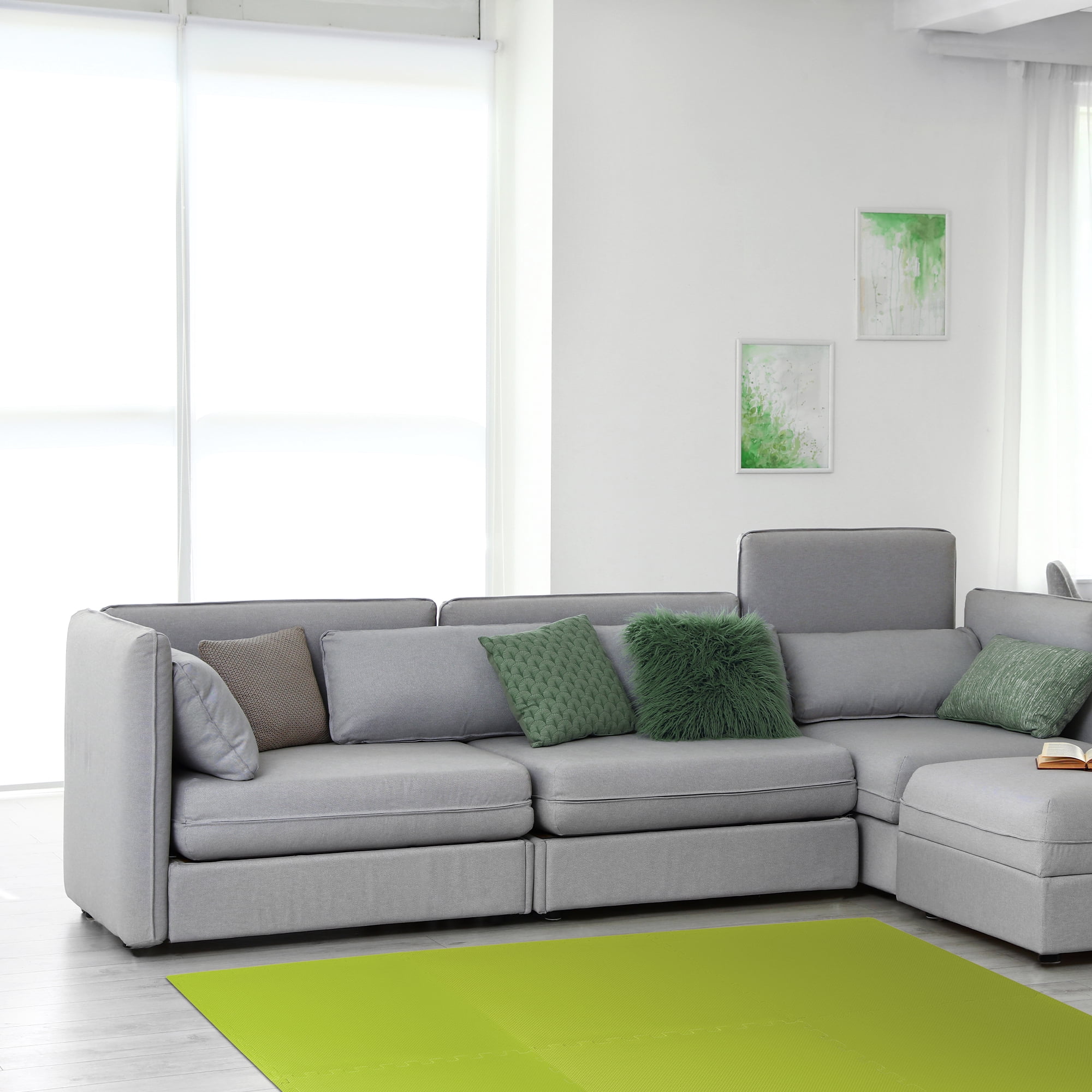 We Sell Mats 3/8" Multipurpose Foam Mats, Lime Green, 100 Sq Ft