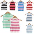 thumbnail image 5 of LYMAYTER Womens Knit Shirt Summer Crewneck Casual Tank Tops Female Striped Knit Tank S-L, 5 of 9