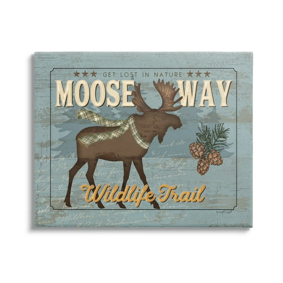 Stupell Moose Way Wildlife Trail Rustic Animals & Insects Painting Gallery Wrapped Canvas Print Wall Art