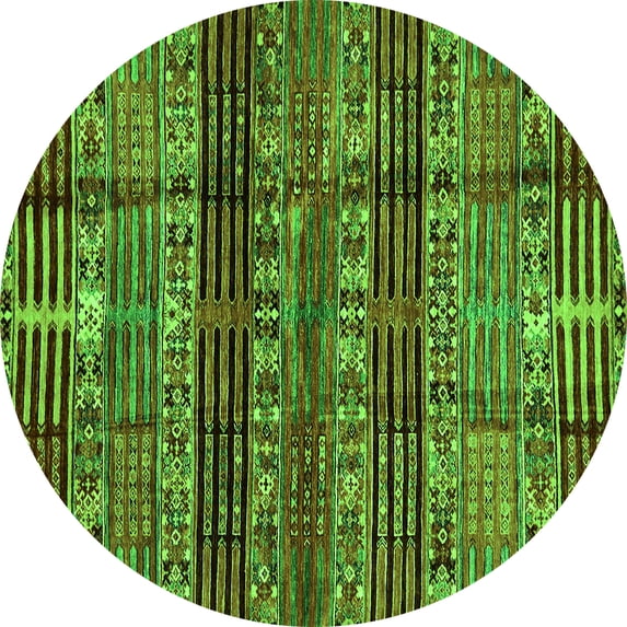 Ahgly Company Indoor Round Abstract Green Modern Area Rugs, 8' Round