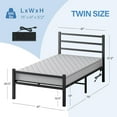 thumbnail image 7 of 4 Ever Twin Size Metal Bed Frame with USB Charging, LED Lights, Heavy Duty, No Box Spring Required, Black, 7 of 7