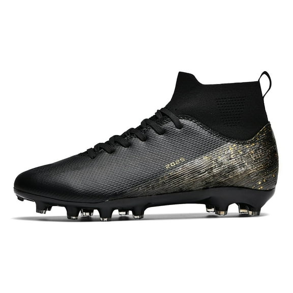 Mens high-top soccer cleats turf football shoes big lightweight youth professional indoor outdoor AG black