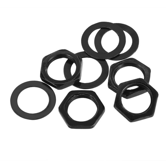 4 Set Guitar Nut and Washers 3/8" Guitar Input Output Jack Socket Nut Black for Guitar, Bass