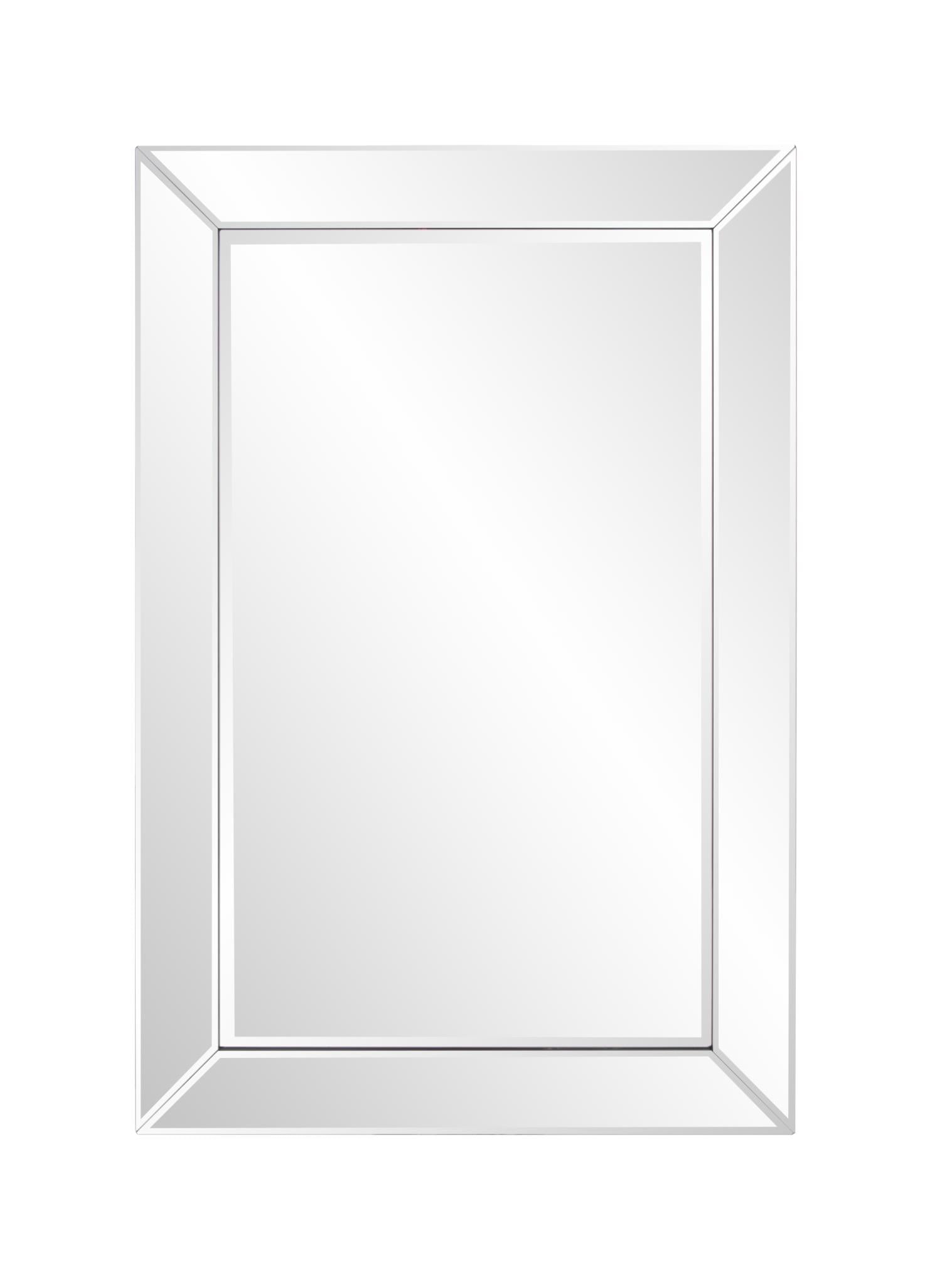 Crushed Diamond Mirror - Sparkly Silver Rectangular Wall Decor 36x24 Inches