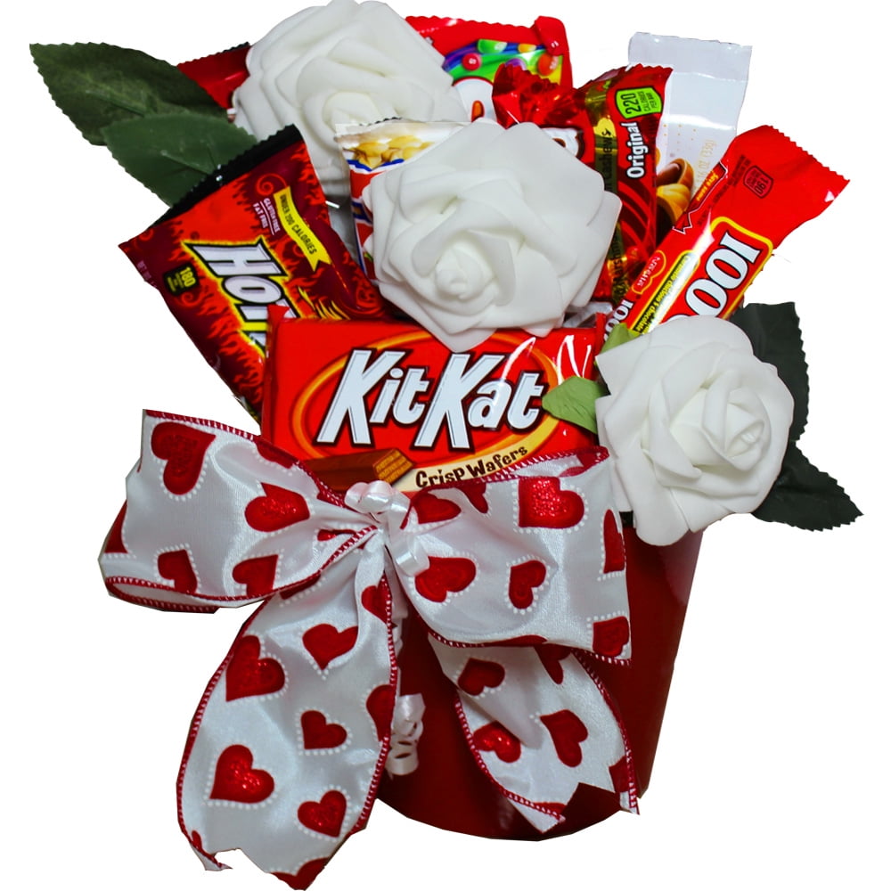 Valentine's Day Bouquet With Full Sized Candy Bars Perfect for Adults