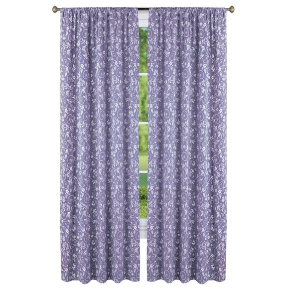 Collections Etc Floral Scrolling Vine Pattern Rod Pocket Top Window Drapes