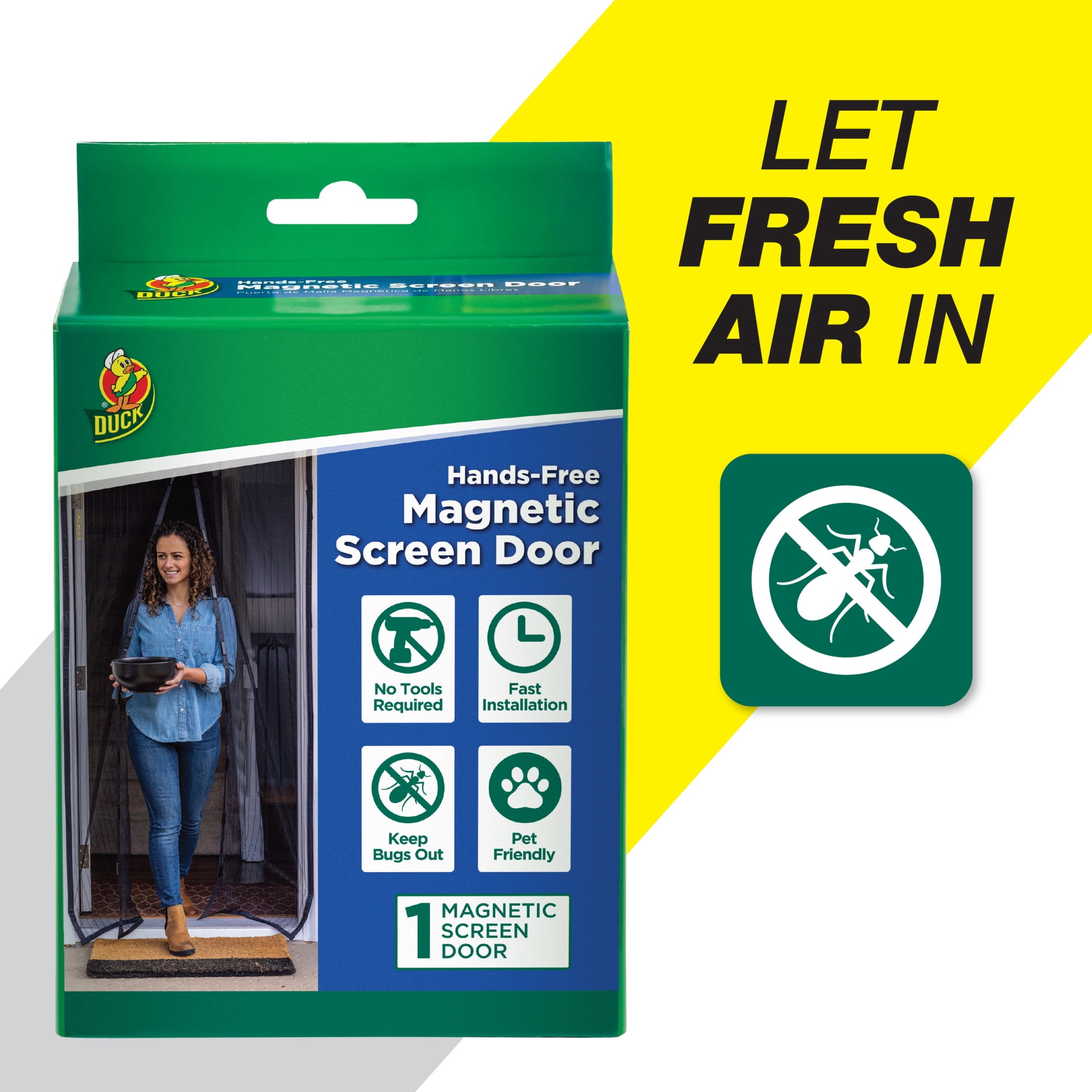 Duck Brand, 86 Inch X 39 Inch Hands-Free Magnetic Mesh Screen Door, Magnetic Closure