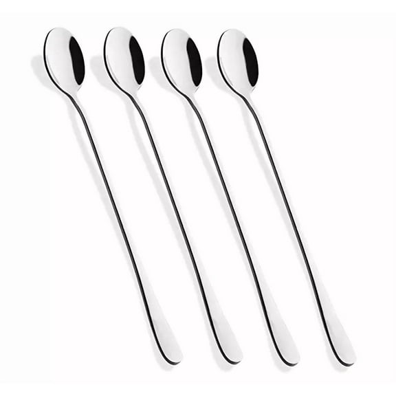 4 X 7.5" Long Stainless Steel Ice Cream Coffee Cocktail Tea Spoons (4Pcs)