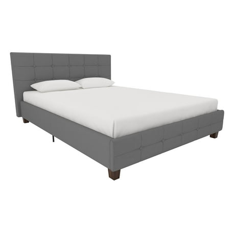 DHP Rose Linen Tufted Upholstered Platform Bed, Button Tufted Headboard and Footboard with Wooden Slats, Multiple Colors, Multiple Sizes