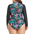 thumbnail image 4 of ASFGIMUJ Plus Size Swimsuit Women's Sports Long Sleeve Zipper Swimsuit Printed Sunscreen Surf Suit Swimsuit, 4 of 6