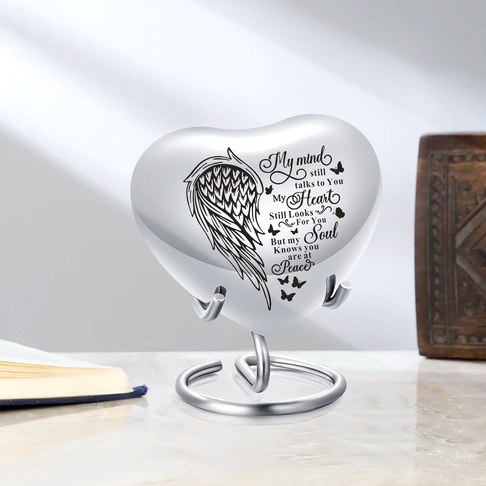 Heart Keepsake Urn - For Human Ashes Mini Urn with Box & Stand  Heart Shaped Urn Memorial Small Keepsake Urn Handcrafted Small Memorial Urn for Ashes