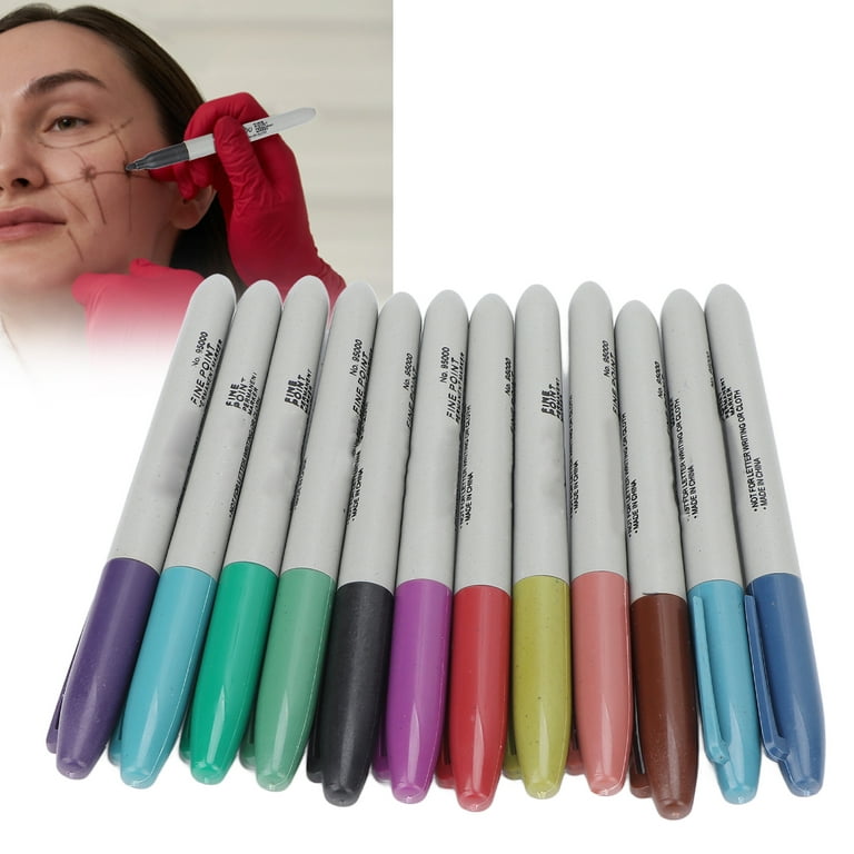 Marker Pen, Skin Marker Pen Safe 12 Colors For Beauty Positioning For Lips