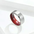 thumbnail image 6 of Wood Inlay Stainless Steel Band Mens 8mm Silver Brushed Anniversary Ring Sz 7-13, 6 of 7