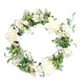 thumbnail image 1 of Simulation Camellia Hanging Garland Flower Wall Hanging Home Door Decoration Festival Ornament (Camellia Wreath 30cm, White), 1 of 4