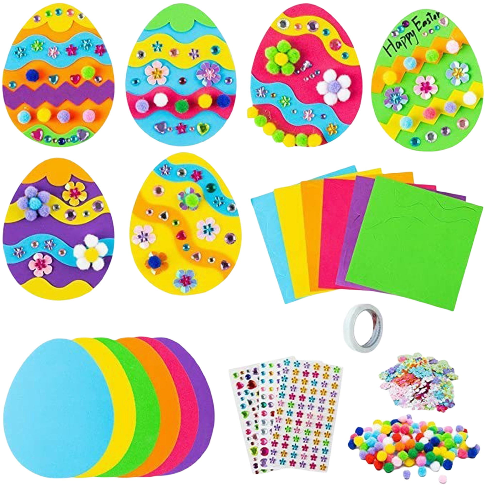 Amuver Easter Crafts Easter Foam Stickers Set DIY Easter Decorations