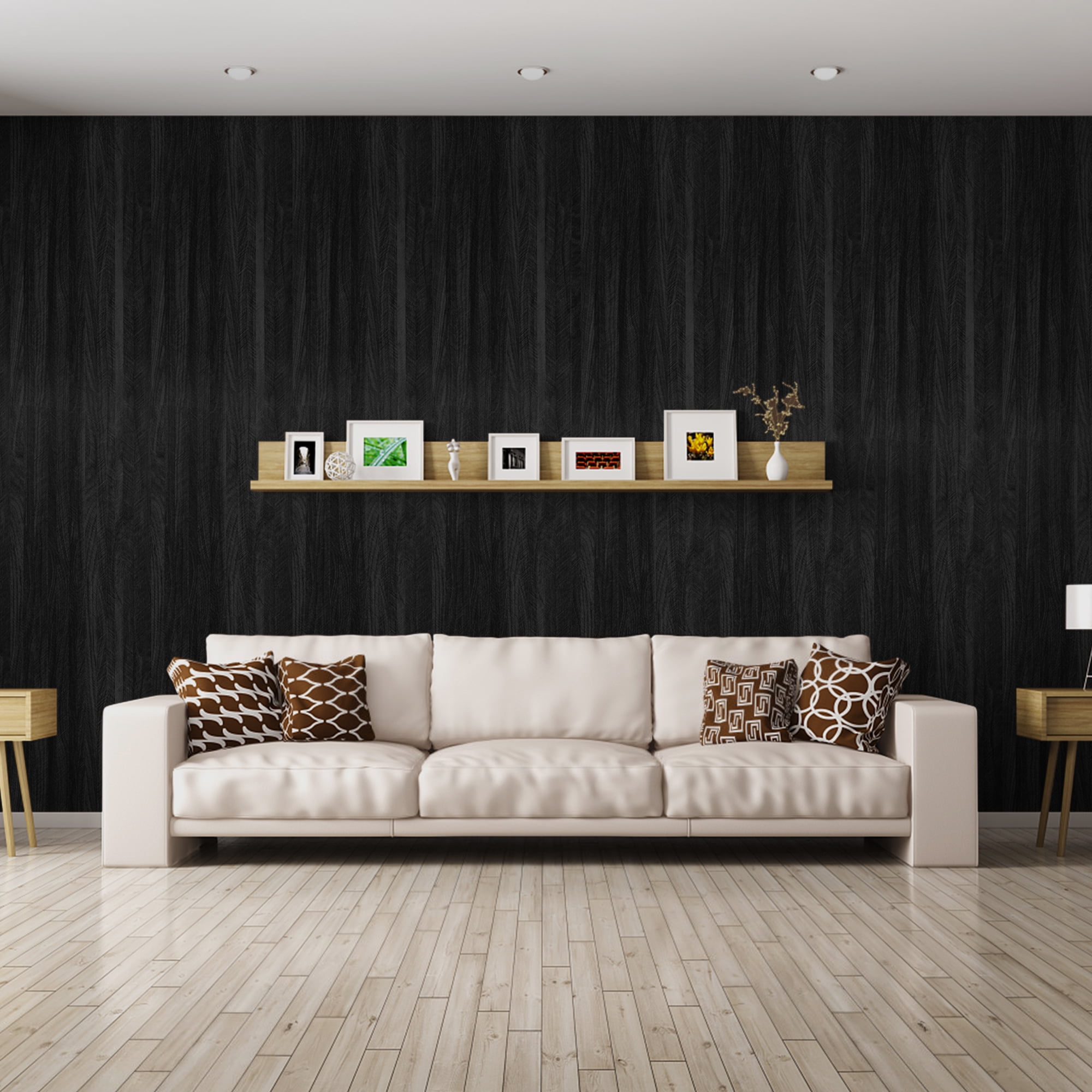 UMIGGEE Distressed Wood Plank Wallpaper Peel and Stick Rustic Wood Grain Pattern Wall Paper 15.7-in x 118-in Removable Self Adhesive Contact Paper Black Shiplap Vinyl Film Home Decorative Wooden Look
