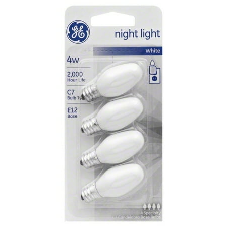 GE Incandescent 4W White Night Light E12 Base 4pk