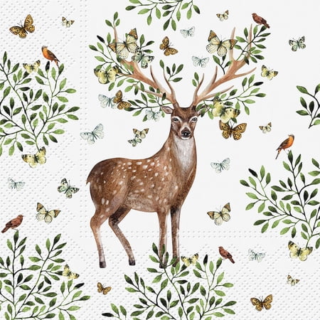 Set of 4 Large Forest Antler Napkins 20 Pack
