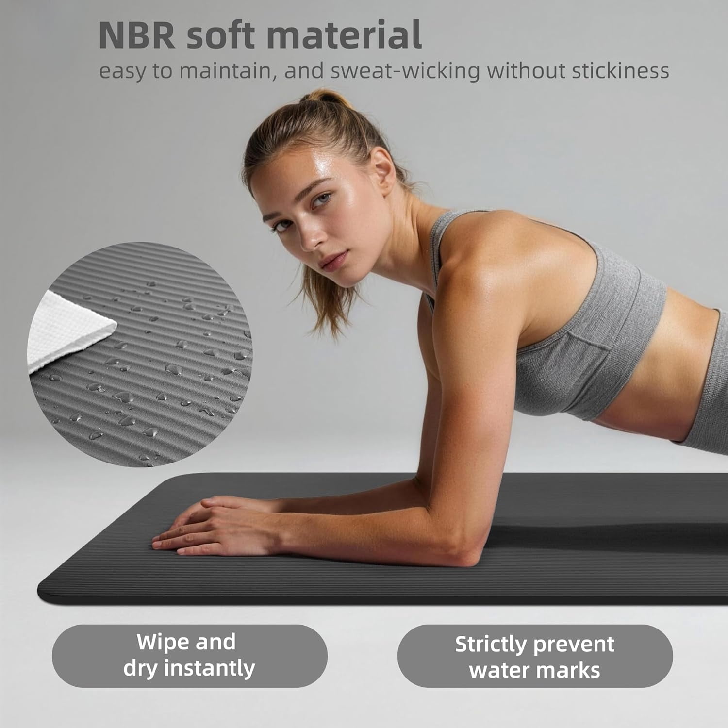 Extra Thick NBR Yoga Mat for Women & Men,  Large Exercise Mat with Non-Slip Workout Mat for Yoga, Pilates, Stretching, Meditation – Wide & Cushioned Fitness Mat