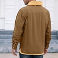 thumbnail image 4 of Men's Polar Fleece Sherpa Lined Shirt Jacket Fleece Button Down Thick Trucker Heavyweight Sweater Coat with Multi Pockets Long Sleeve Shirts Jackets Lapel Winter Warm Causal Softshell,Brown XL, 4 of 5
