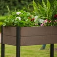 thumbnail image 2 of Cama Elevada para Jardín para Todo Clima con Repisa de Almacenamiento, Caja de Macetas de Vetas de Madera de HDPE y Resistente Estructura de Aluminio Negro para Verduras, Hierbas en Patio, Balcón, 2 of 7