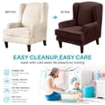 thumbnail image 4 of 2-Pieces Elastic Wing Chair Slipcover Universal Arm Wingback Cover Furniture Protector Stretch Sofa Slipcovers for Living Room, Brown, 4 of 8