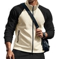 thumbnail image 6 of Dwelliawo Men's Zip Up Sport Jacket Color Block Stand Collar Athletic Outerwear Lightweight Quick Dry Honeycomb Knit For Running Gym Training Casual Daily Activities Khaki 2xL, 6 of 6