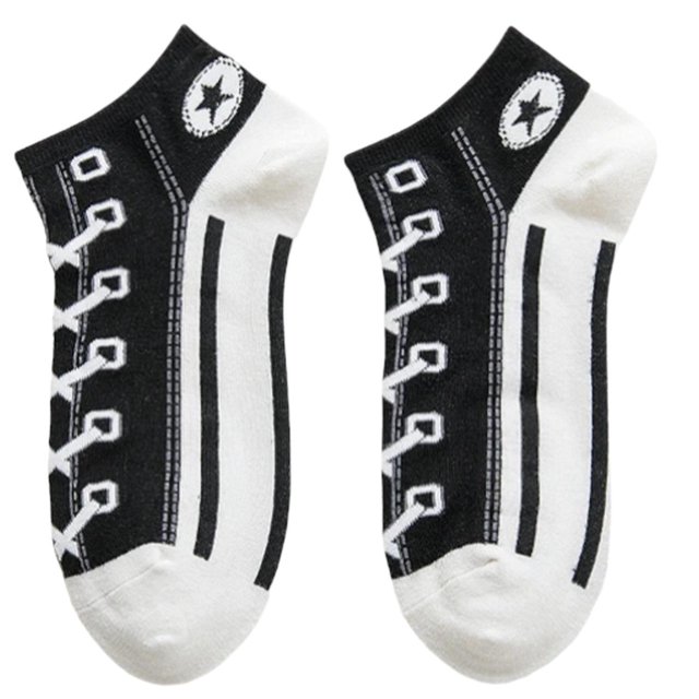 Calcetas cortas VersSockBlack 1Par Negro 5-9.5US Converse Calcetines Tubo Corto Poliéster.