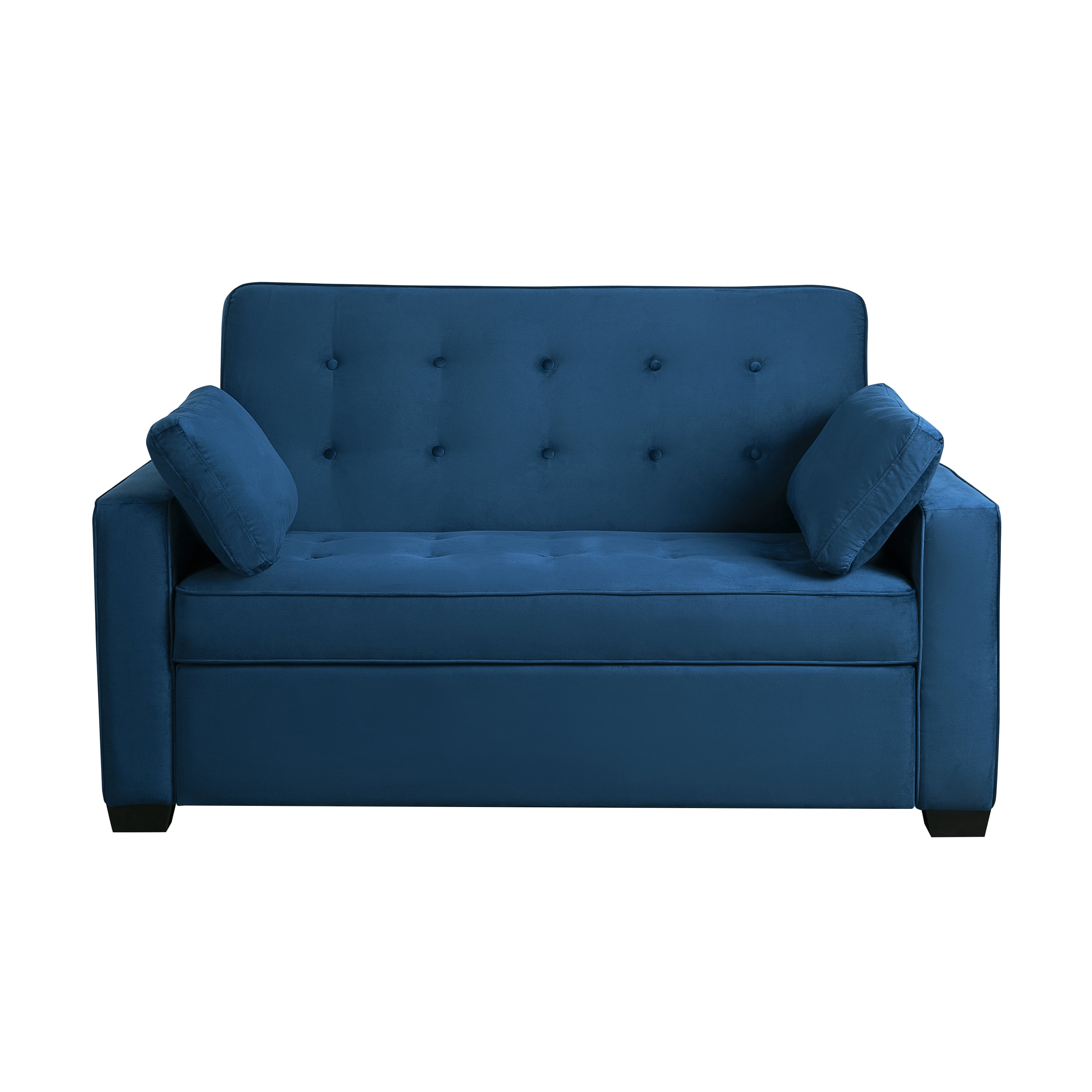 Serta Monroe Modern Convertible Loveseat with Full Size Sleeper, Navy Blue Woven Fabric