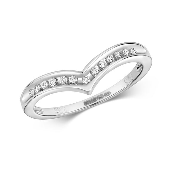 9k White Gold Women Diamond Wishbone Ring Brilliant Cut 0.10 Carat H - PK1